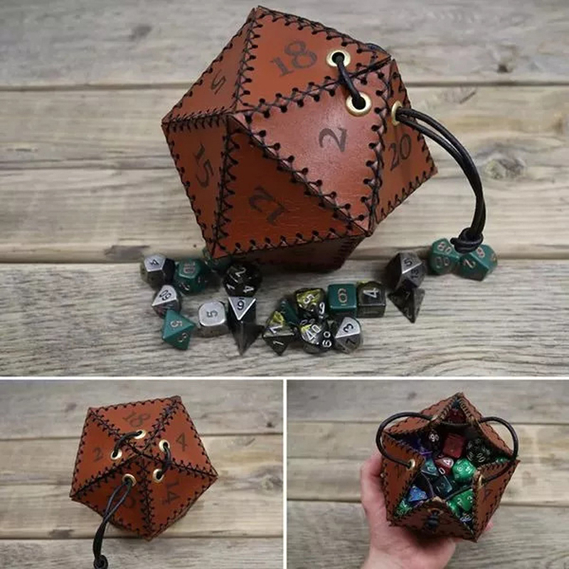 Leatherwork Ideas - Nowy skórzany woreczek na kości D20,