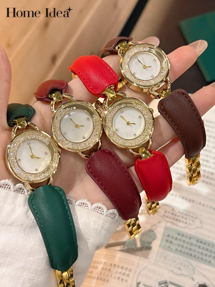 Leatherwork Ideas - Elegancki damski zegarek kwarcowy z paskiem