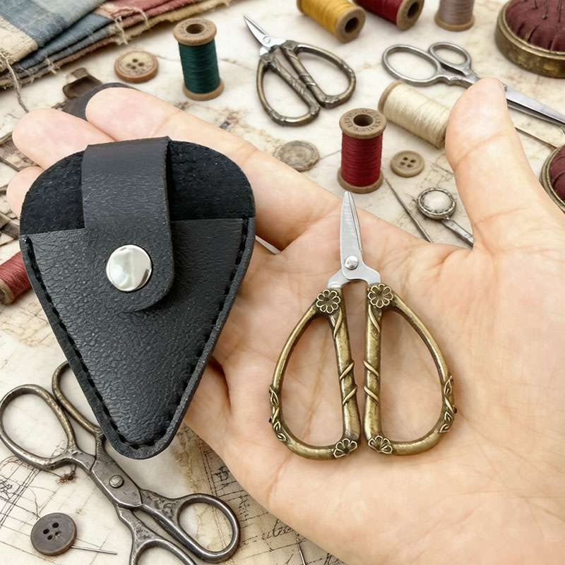 Leather Work In Art - Mini nożyczki vintage ze stali nierdzewnej,