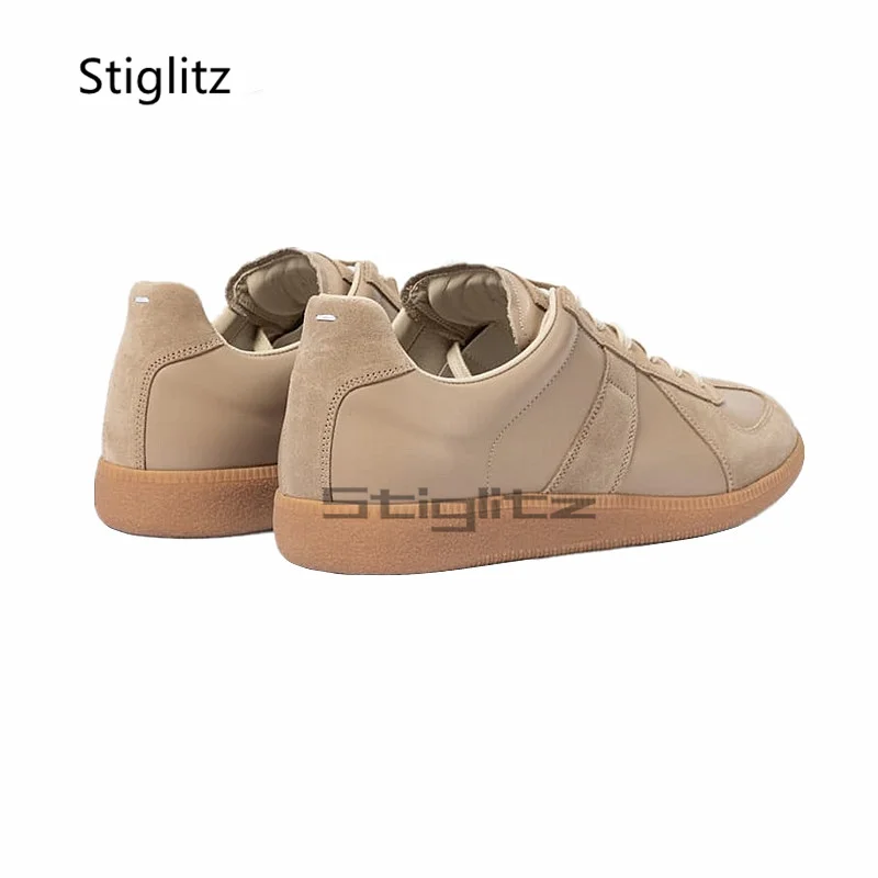 Leatherwork Training - Sznurowane płaskie buty sportowe męskie z